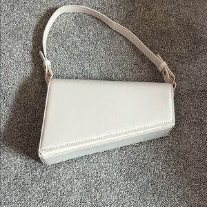 Urban Expressions Cream Structured Shoulder Bag with Top Strap